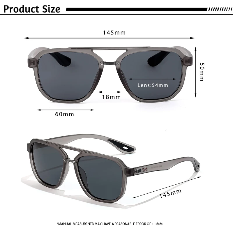 CATERSIDE Neue Polarisierte Sonnenbrille für Herren, Runde Flat-Top-Brille mit Doppelbrücke, TR-Rahmen, Federscharnier, Damen-Sonnenbrille für Sport und Autofahren – Detail 3