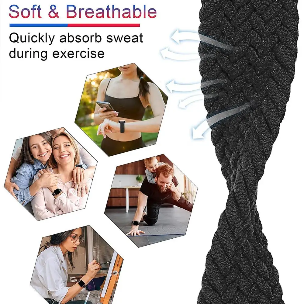 Плетеный нейлоновый ремешок для Apple watch 40 мм 41 мм 45 мм 46 мм 44 мм 38 тонкий браслет iWatch серии 9 8 7 10 se Ultra2 49