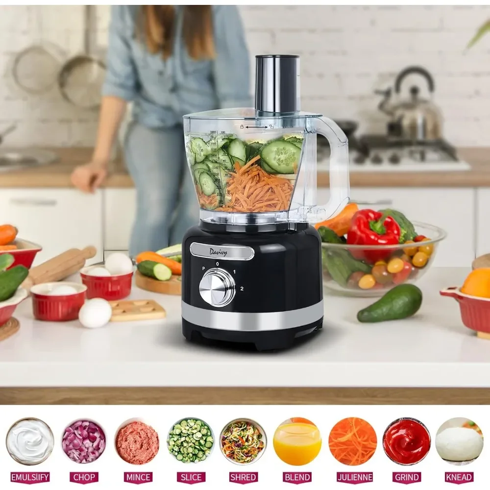مجموعة خلاط محضرة الطعام سعة 16 كوبًا، 11 في 1 متعددة الوظائف سعة 3.8 لتر، 7 أكواب (60 أونصة) خلاط 1 كوب