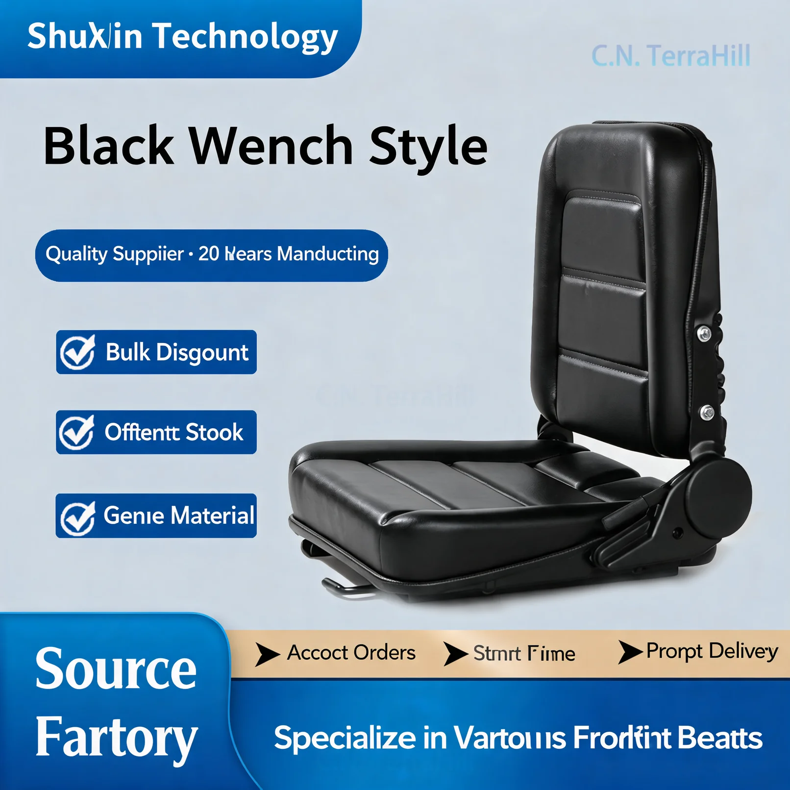Universal Compact Loader Seat Assembly for Engineering Machinery, Replacement Tractor Seat for Excavator Forklift