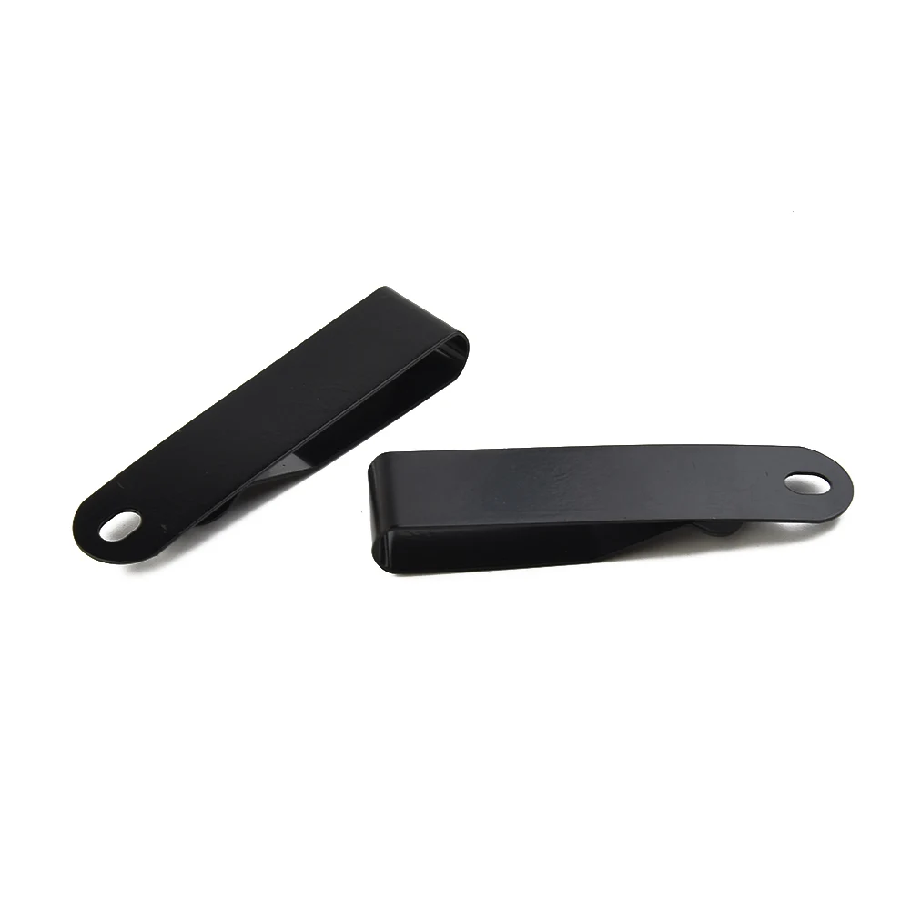 Sheath Holster Steel Belt Clip 2pcs 4*6mm Electroplating Matte Black Small Small Tools Stainless Steel Practical