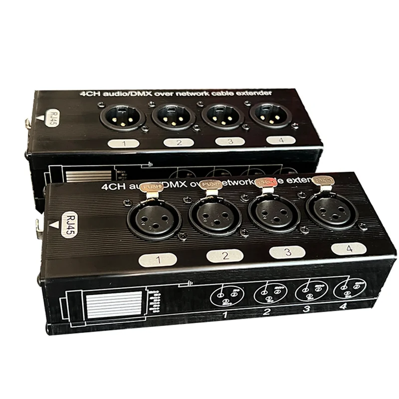 ABKN-3Pair 4-Kanal 3-Pin XLR Audio und DMX über Netzwerkkabel-Extender, DMX512 Netzwerk-Signal-Extender 1 Stecker + 1 Buchse
