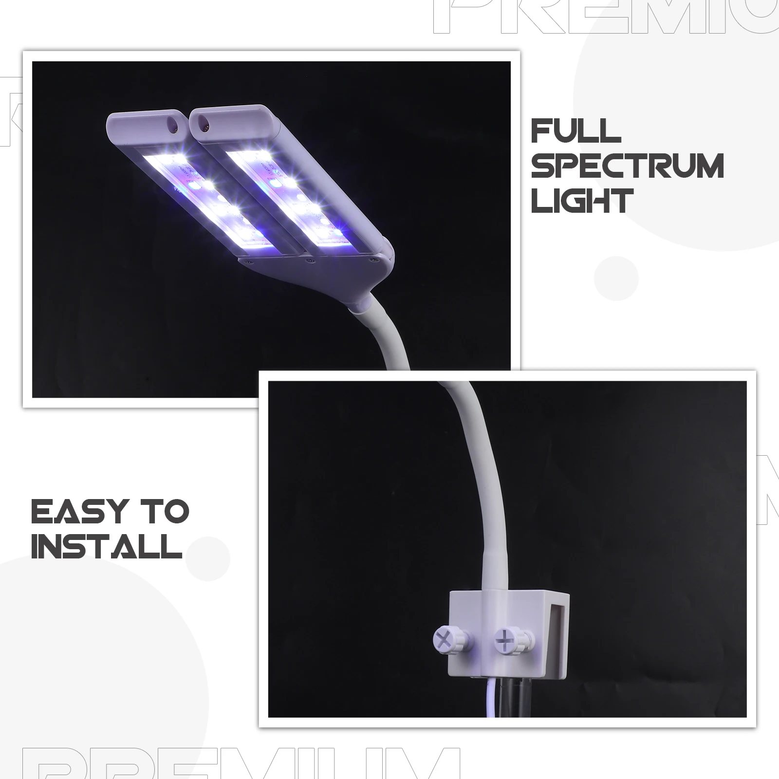 

1pc LED Fish Tank Light Bracket 4-row Wide Angle Clip Lamp White/Blue 10F4 Aquarium Plant Lighting Tool Full Brightness
