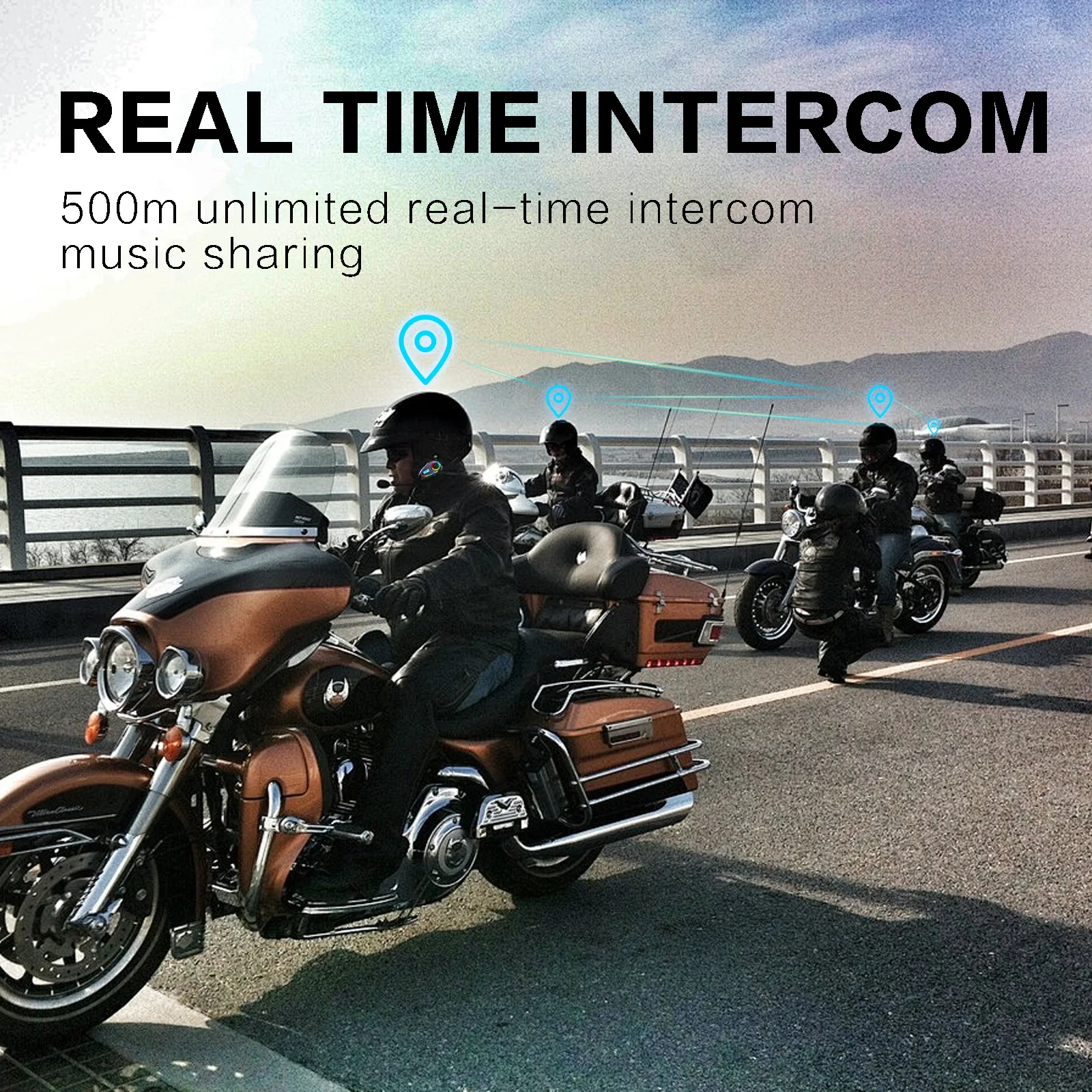 New Painting K18 Waterproof Motorcycle Riding Bluetooth Headset Multi-Person Networking Group Chat Intercom Helmet Bluetoot