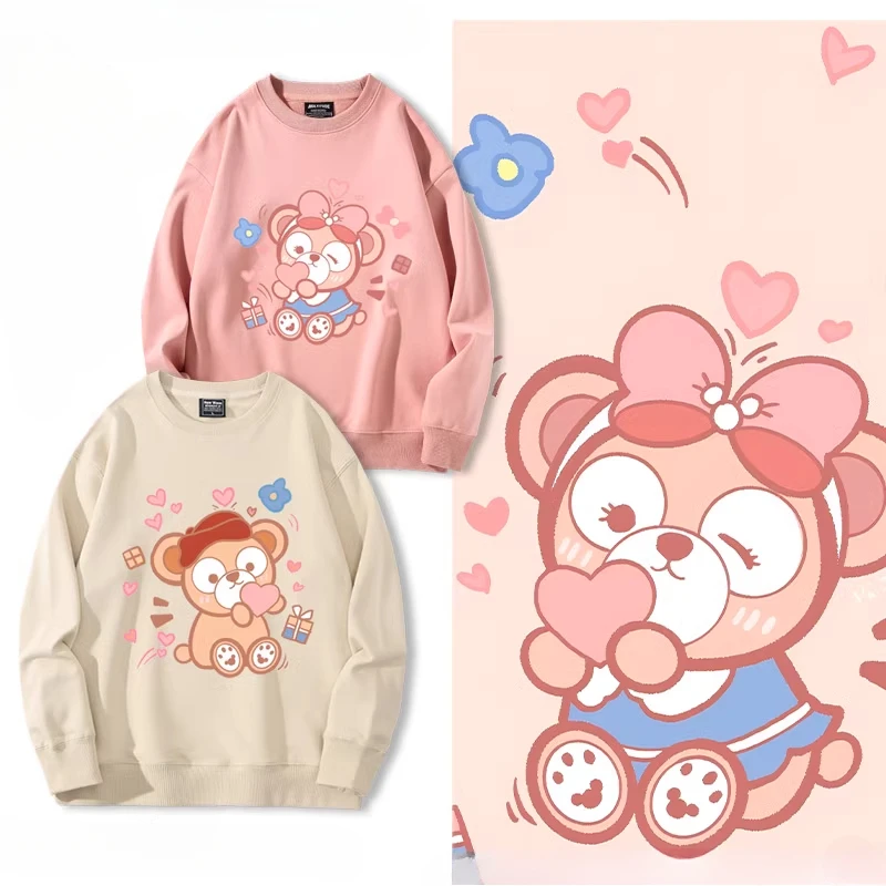 Sweet and lovely StellaLou Cartoon Anime Printing women's round neck pullovers Autumn and winter couple's clothing pullover