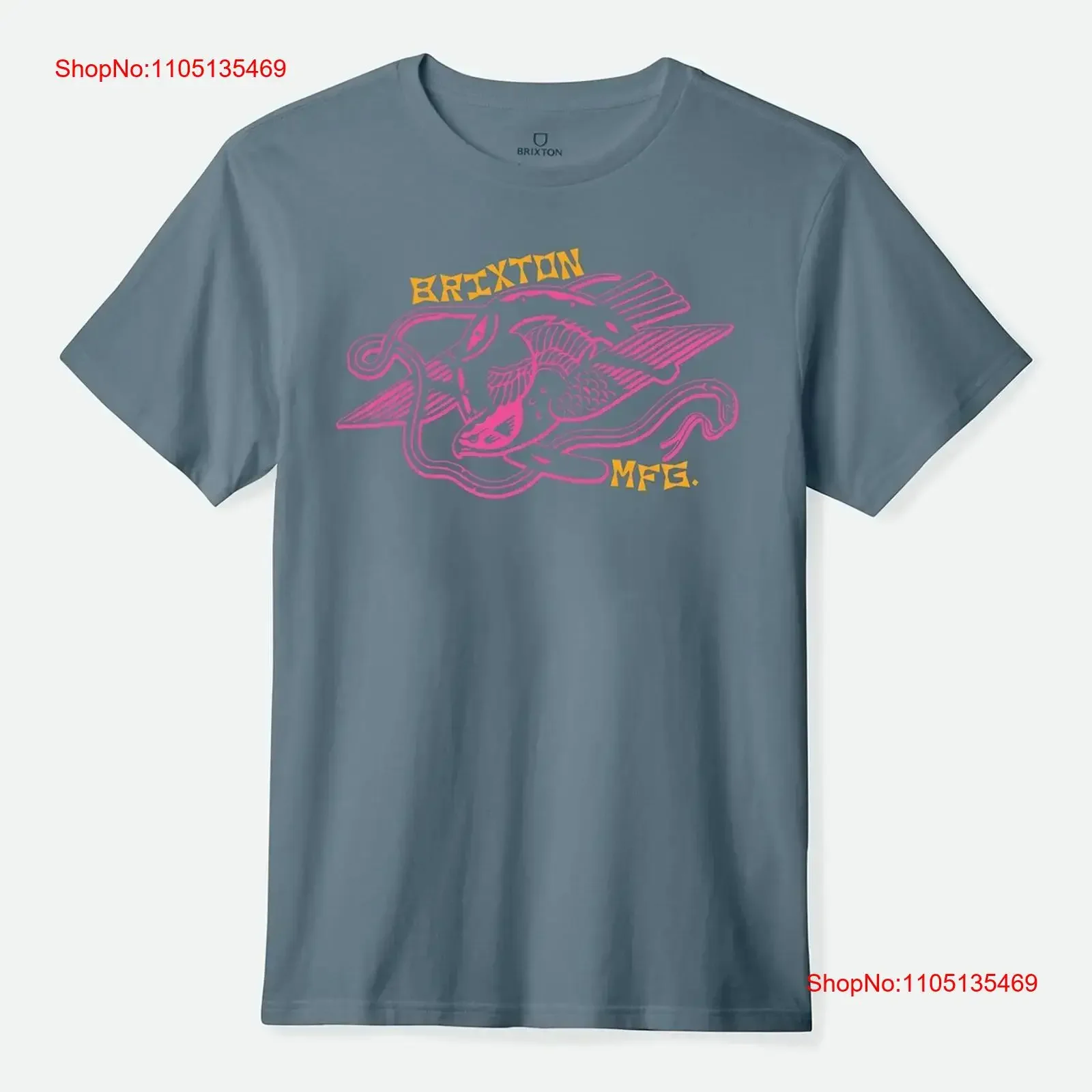 Brixton Combat Camiseta Talla M Basalt vintage Lavado ligeramente gráfico streetwear ropa de diseñador Casual Cómodo Estirado