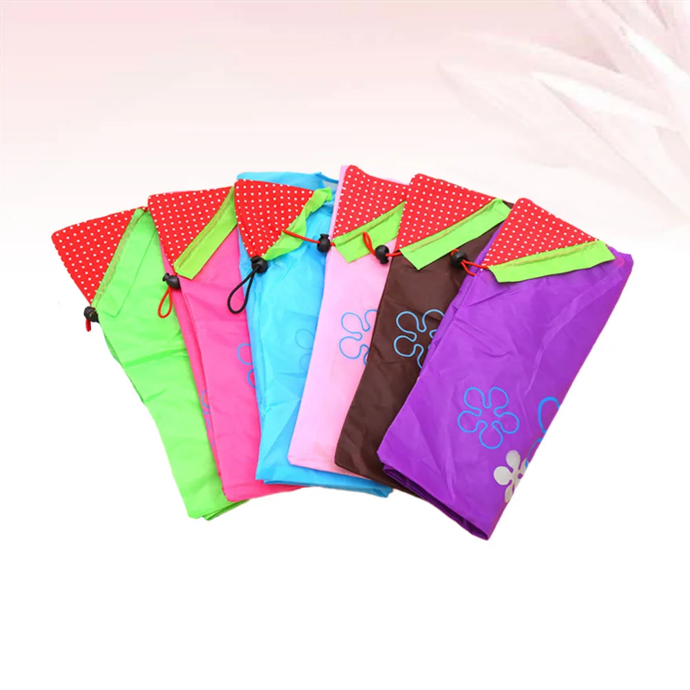 

6Pcs Strawberry Shopping Bags Portable Foldable Tote Large Capacity Storage Pouch Outdoor Lightweight Mini Handbag