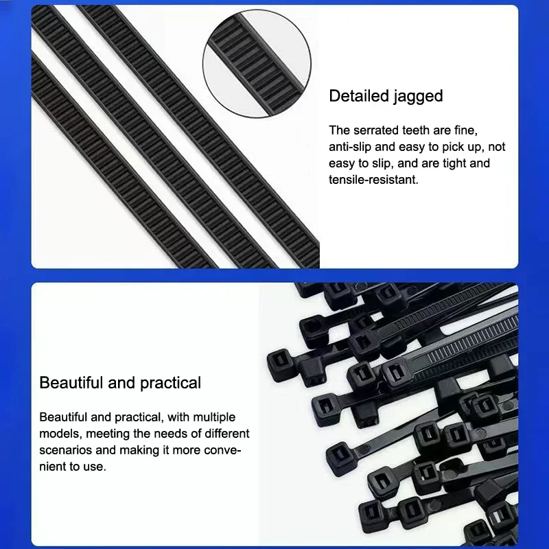 100/500Pcs Self-Locking Nylon Cable Zip Ties Durable Adjustable Fastening Loops for Home Office Electronics Cable Management