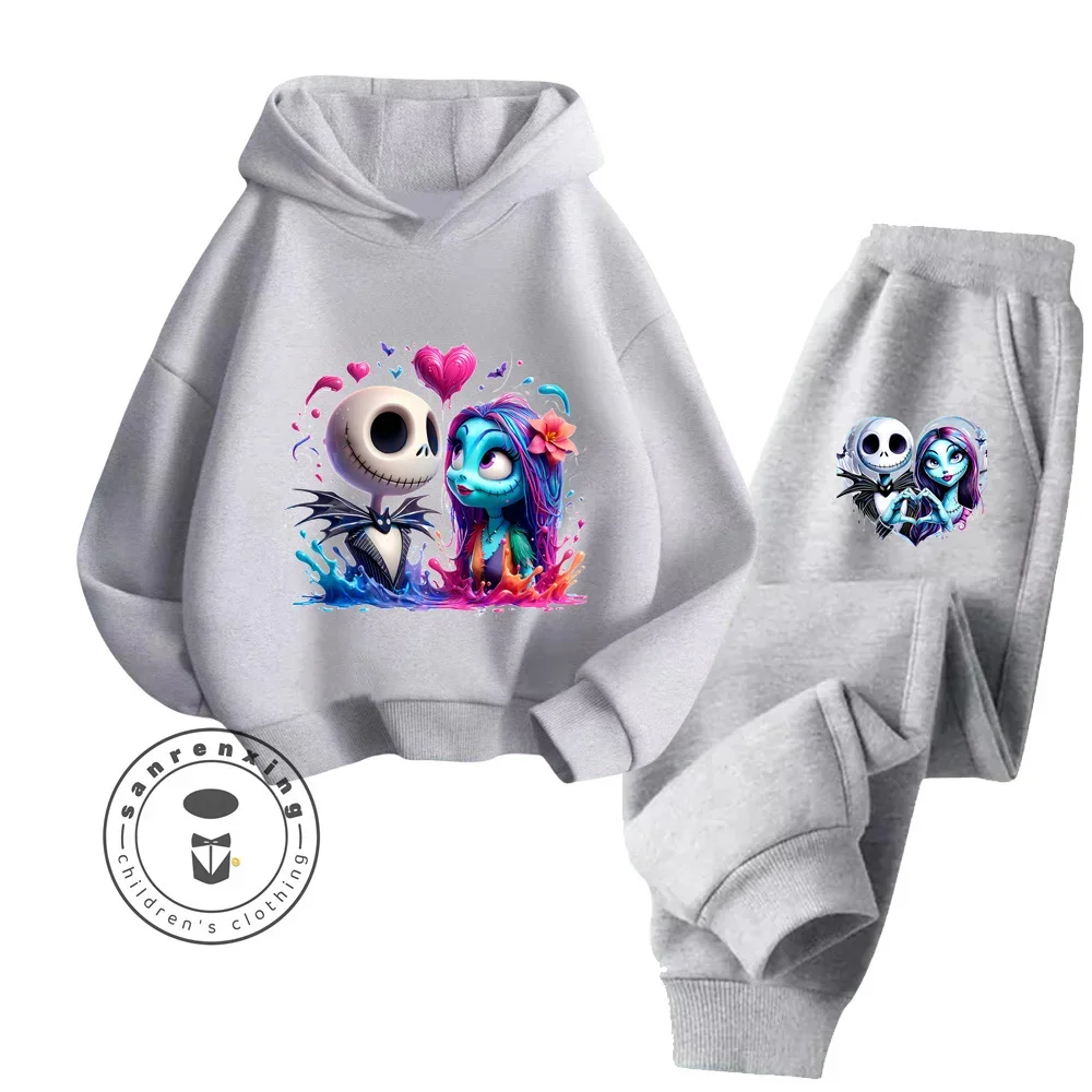 The Nightmare Before Christmas Kawaii Outfit dla 3-14 lat Chłopiec Dziewczynka Śliczne nadruki Idealny jesienno-zimowy uroczy dres uliczny z kapturem