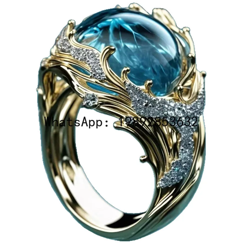 

Independent station ocean series wave resin ring women's wave open ring