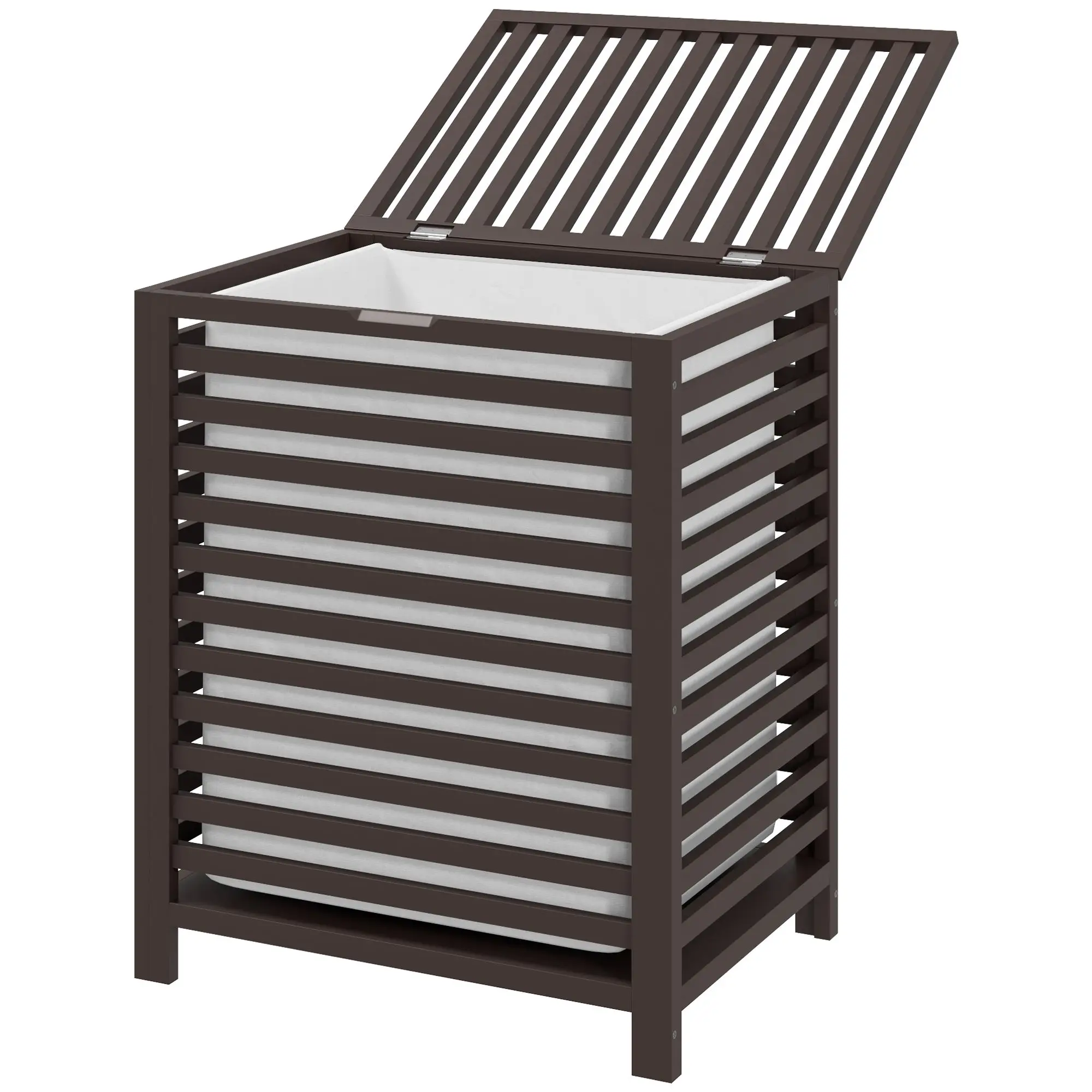 

HOMCOM 55 L Bamboo Laundry Basket with Lid, Cloth Hamper with Removable Liner Bag, 19.75 x 14.25 x 23.5 Inches, Coffee