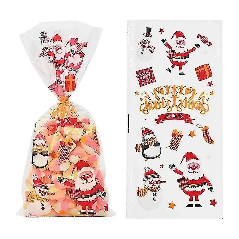 Christmas Cookie Gift Bags Self-Sealing Holiday Treat Bags with Festive Santa Tree and Snowflake Designs Perfect for Party