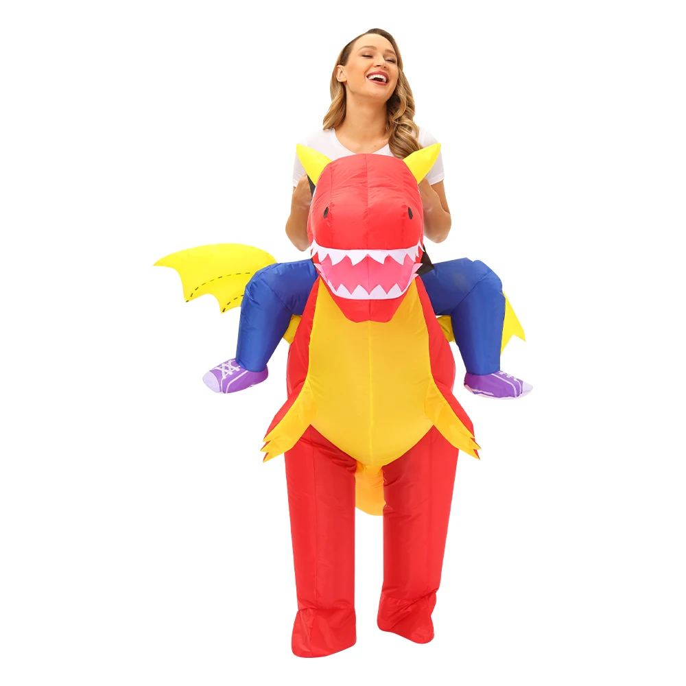 Adults Kids Inflatable Dinosaur Costume Fun Pterosaur Ride Costume Suitable for Halloween Carnival Party Role Playing Props