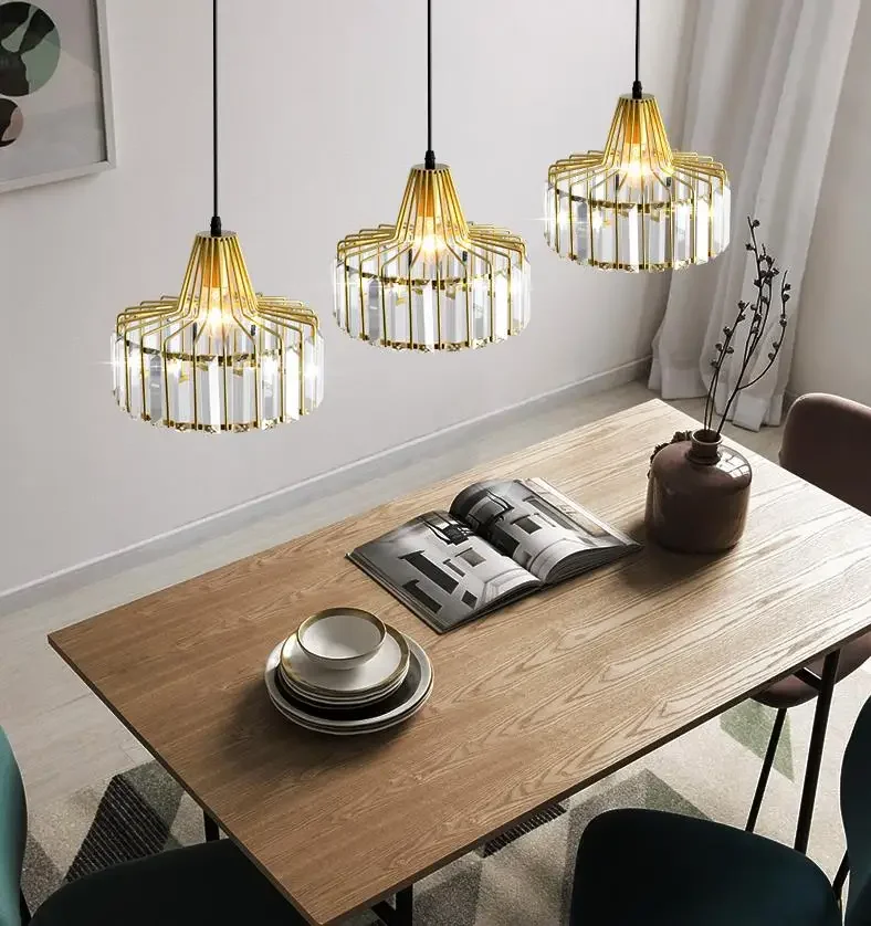 

Black/Gold Crystal Pendant Light Mini Modern Luxury Ceiling Pendant-Light Fixtures Adjustable Hanging Lamp Dining Room Bathroom