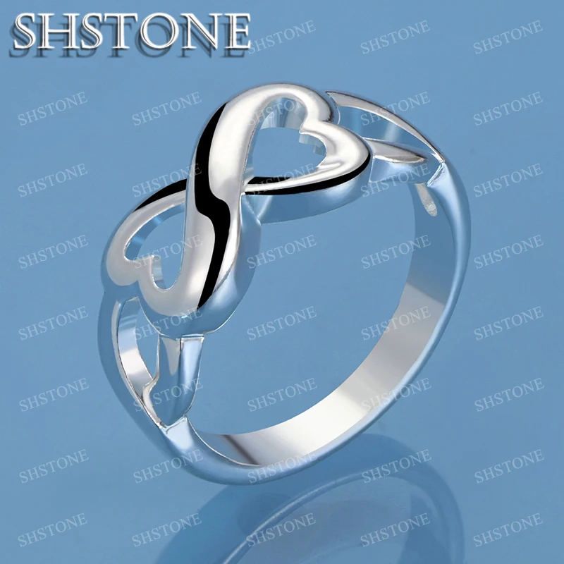 SHSTONE 18K Gold Bow-knot Rings For Women Party Engagement Wedding Fashion Jewelry Fine Luxury 925 Sterling Silver Ring Gift