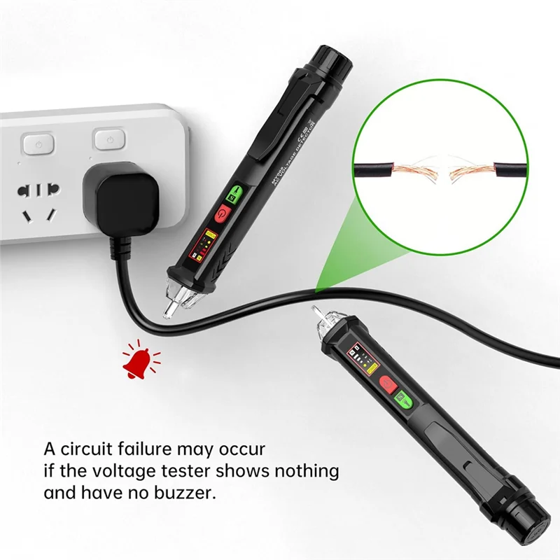 AC56-Penguji Tegangan dengan Tampilan Digital LED, Rentang Ganda 12-1000V AC/48-1000V AC, Pena Penguji Listrik Non-kontak