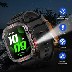 MISIRUN Smart Watch Men LED Flashlight Compass Altitude Air Pressure 100+ Sport Mode Fitness Tracker Outdoor Military Smartwatch