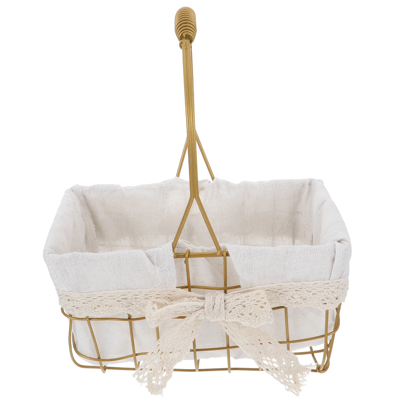 

1Pcs Wrought Iron Storage Basket with Inner Cloth Liner Rustic Home Storage Basket Carry Handle for Household Items