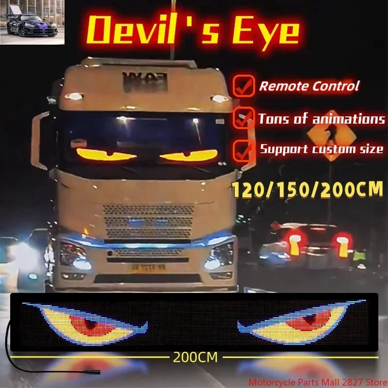 Soft Foldable Remote Control Truck Devil Eye LED Matrix Pixel Panel Lighting Graffiti Scrolling Stickup Text Board Windshield