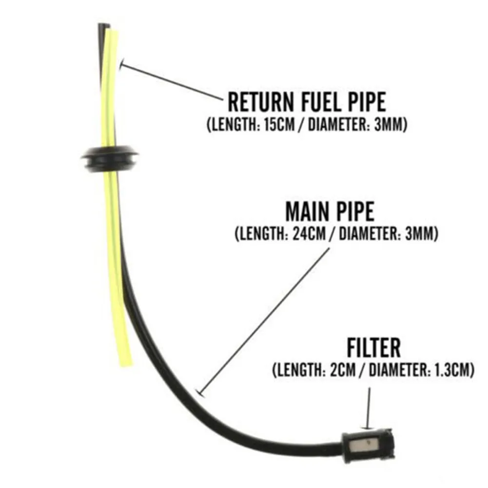Manguera de Combustible con Filtro de Tanque y Anillo de Sellado para Gasolina, Construcción en ABS, Conducto Principal de 21 cm, Conducto de Retorno de 10 cm