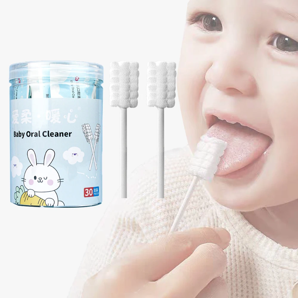 30PCS Baby mund reinigung stick Einweg waschmittel Milch Zahn Schleier zahnbürste Baby zunge waschen neugeborenen baby zahnpflege