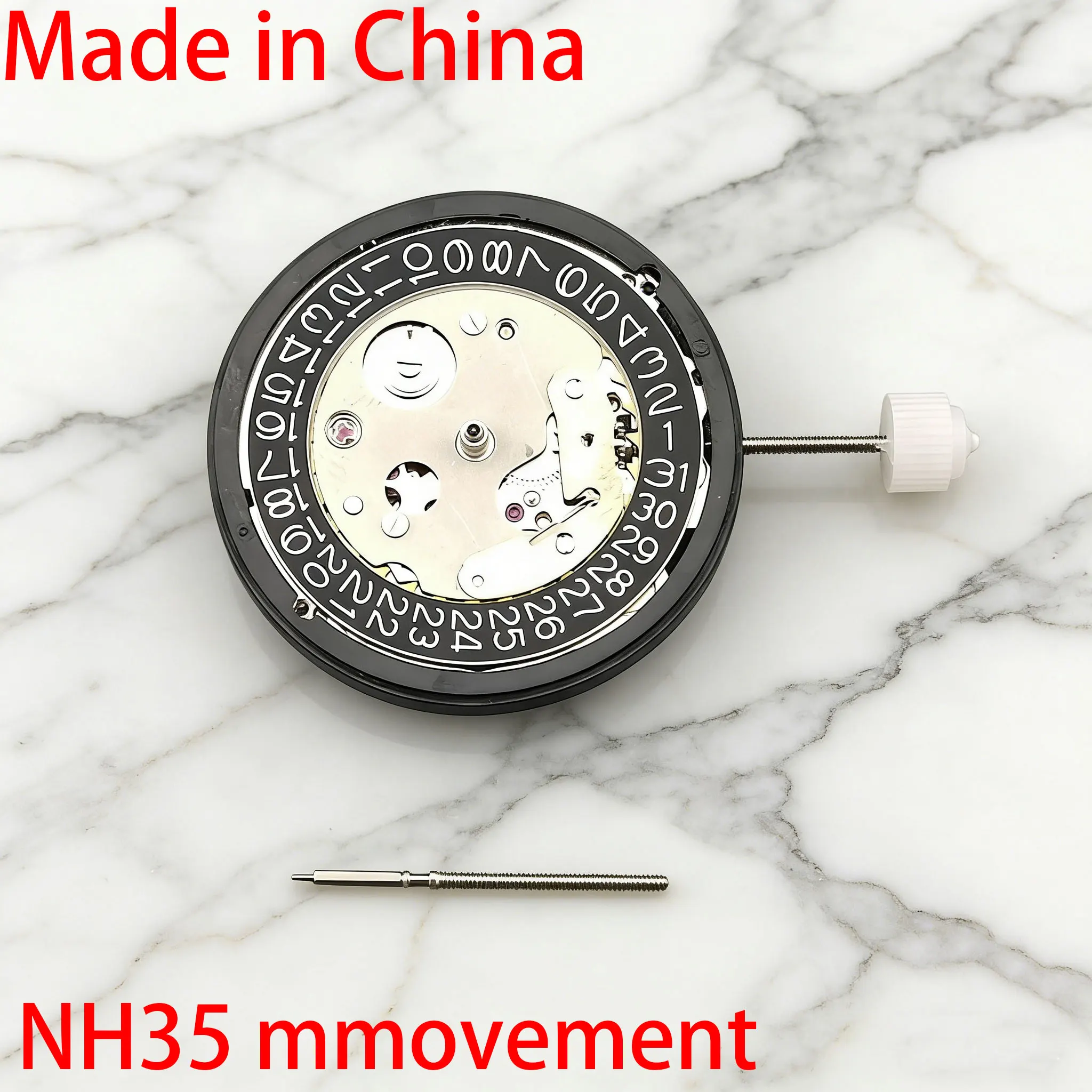 Made in China NH35 Automatic Movement Black Calendar Disc Can Replace the Japanese NH35 Movement with A3 O'Clock and 6 O'Clock