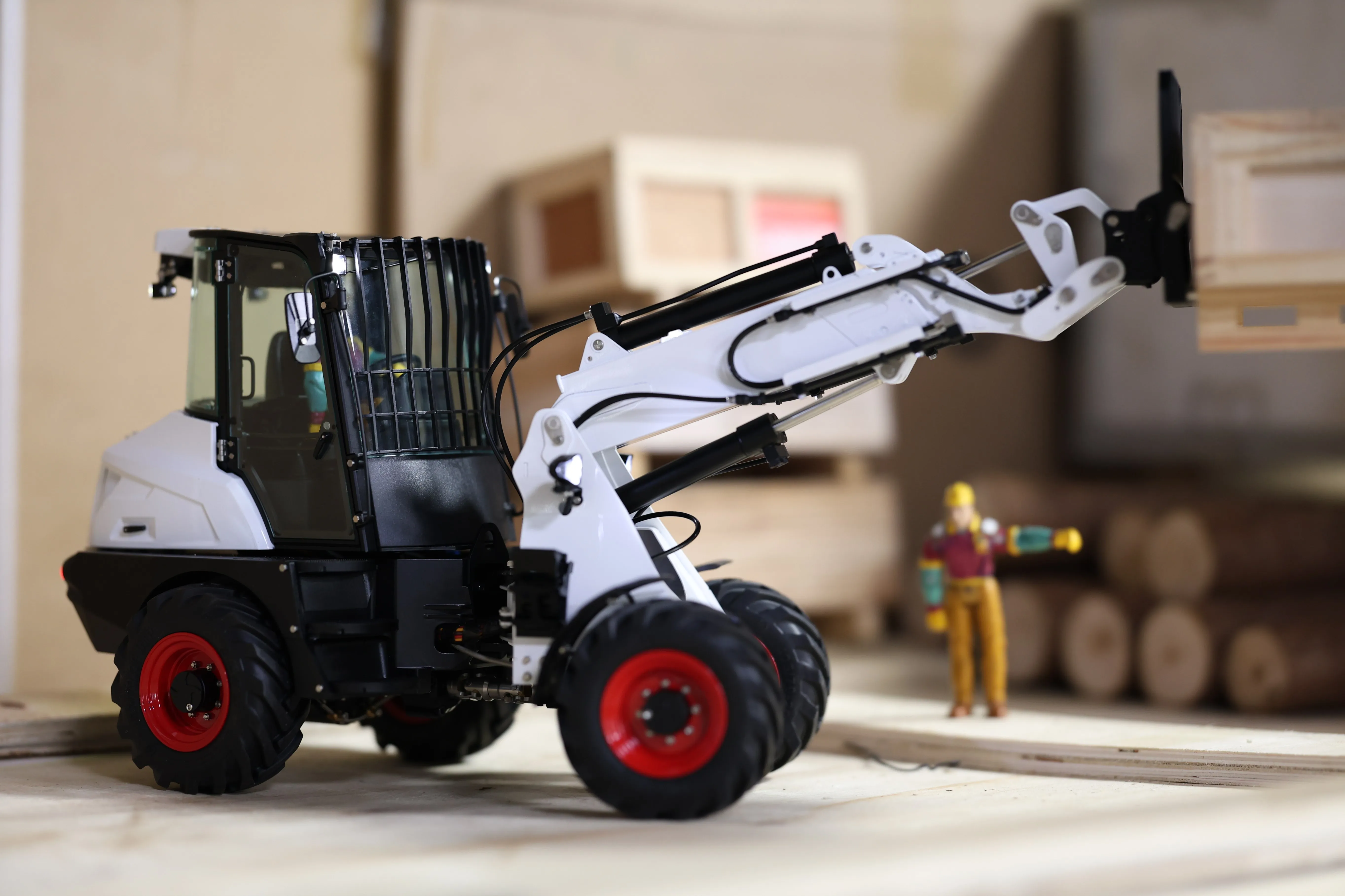 LESU AT1050 Maßgeschneiderter RC-Lader 1/14 hydraulischer Metallgabellader Teleskoparm LKW Licht Sound Funksteuerung Automodell Spielzeug