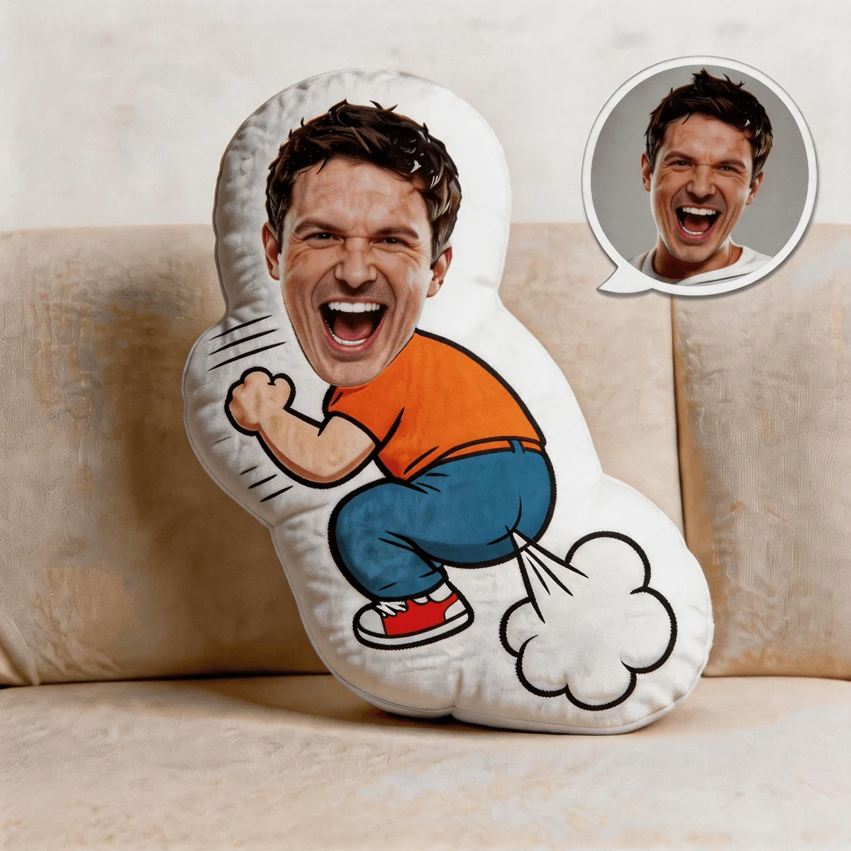 Coussin personnalisé à double face imprimé 60CM, coussin amusant en forme de visage, design personnalisé avec photo ou personnage, décoration pour canapé et chambre, cadeau mignon.