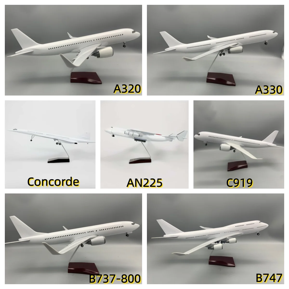 

47CM Blank White DIY Airplane Model Kit for Handcraft & Collection B747/777/787/737/AN225/A330/320/C919 Unassembled Plane