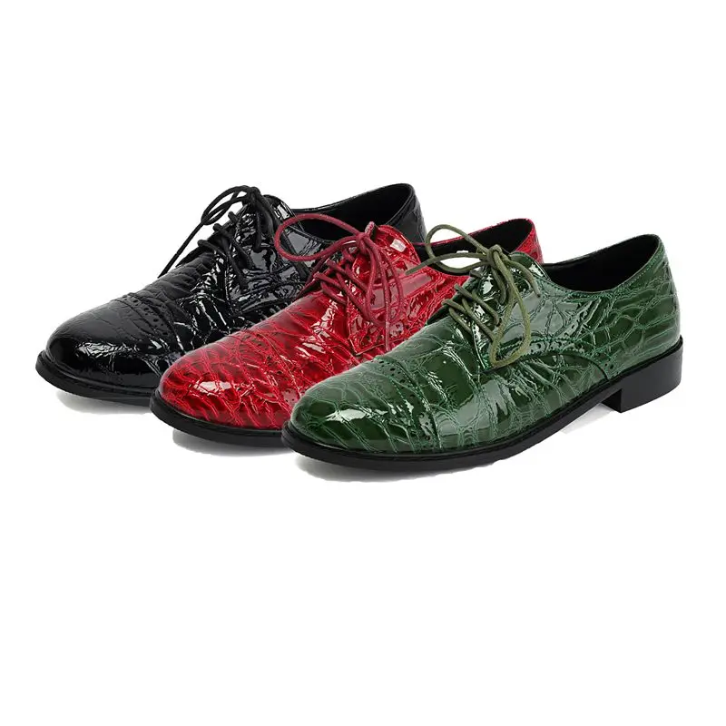 REAVE CAT الأخضر لامعة الإناث مضخات جولة تو الشقق كعب الدانتيل يصل تمديد حجم 41 42 43 الترفيه اليومي اليدوية الأحذية للنساء #5