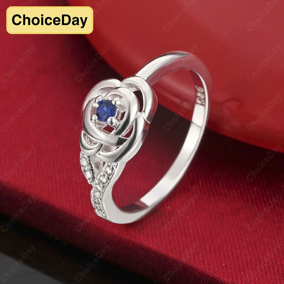 

ChoiceDay 925 Sterling Silver 7-10 Exquisite Flower Zircon Ring Women's Wedding Elegant Jewelry Party Accessories