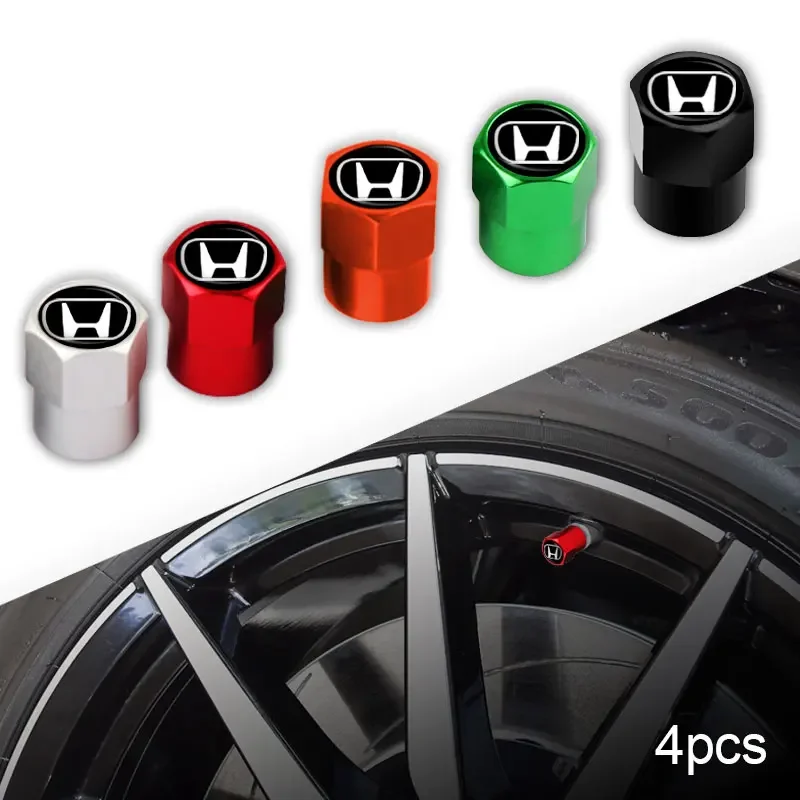 4PCS Aluminum Car Tires Hexagon Valve Cap Styling Accessorie For Honda Civic accord Fit Jazz CR-V Accord Prelude Shuttle SEA-A01