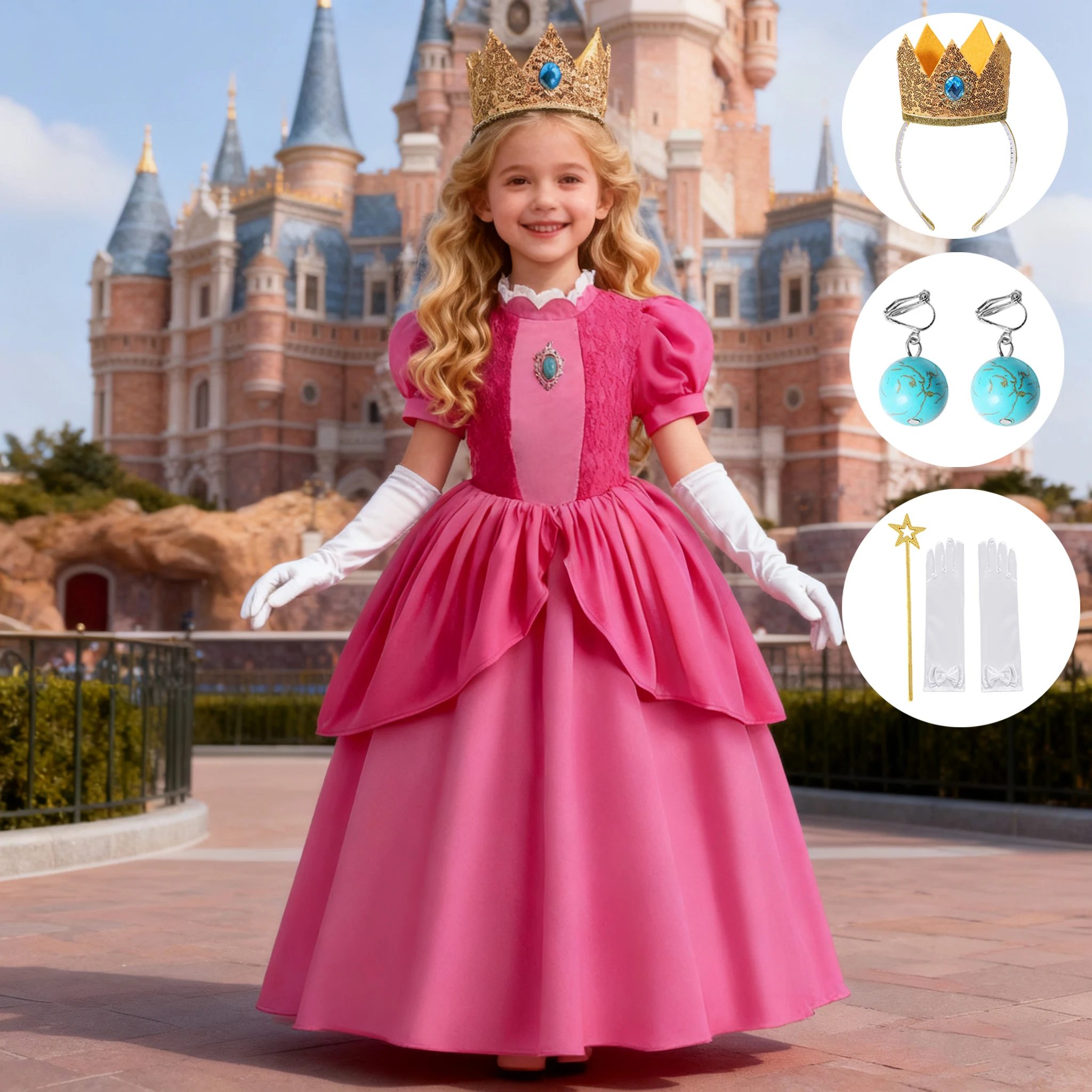 

Платье принцессы персикового цвета для маленьких девочек, детские платья, платья для дня рождения, карнавальный костюм на Хэллоуин, бальное платье, одежда