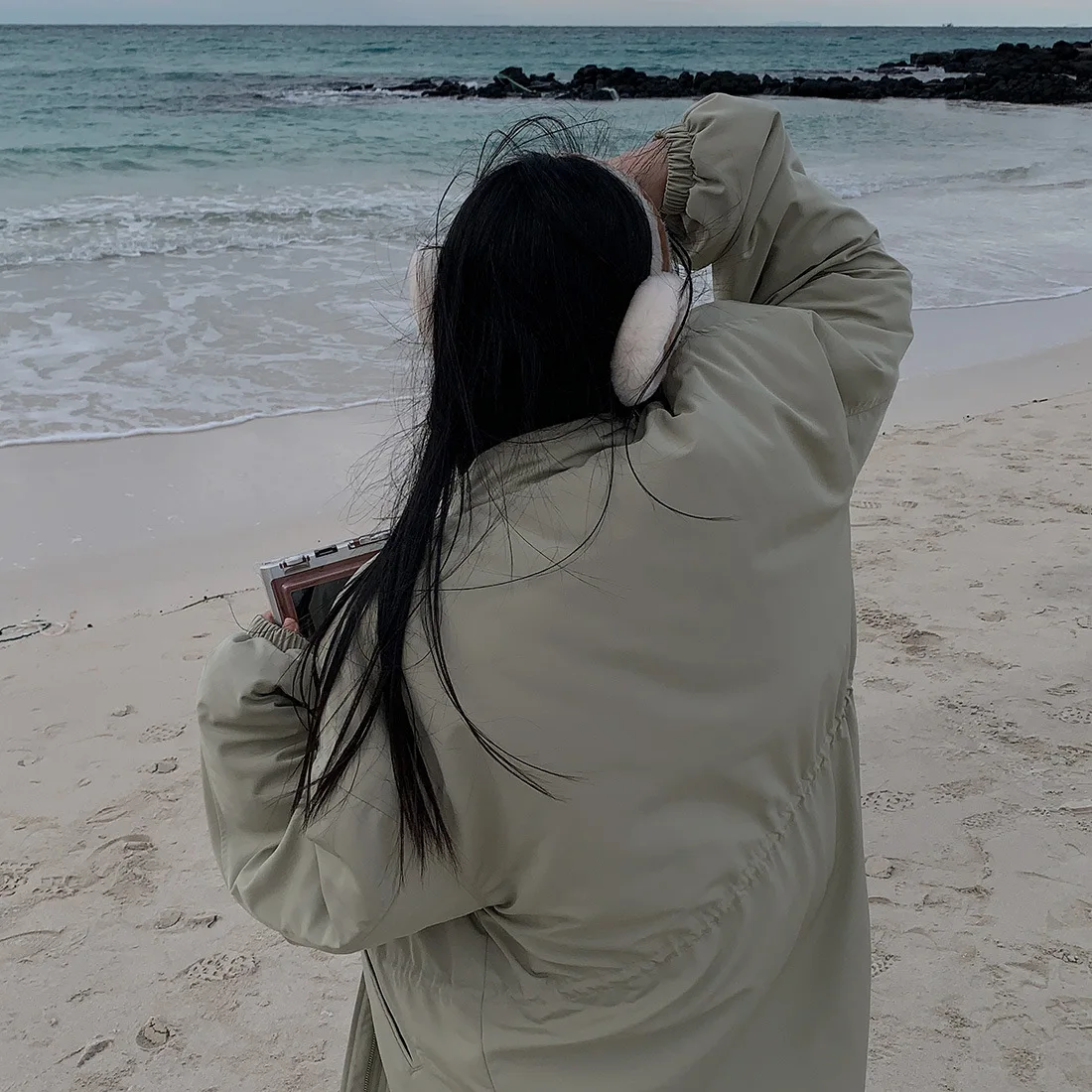 Women Parkas Long Coats Jackets Stand Collar Drawstring Coat Thick Warm Y2k Streetwear Jacket Work Outerwear Autumn Winter