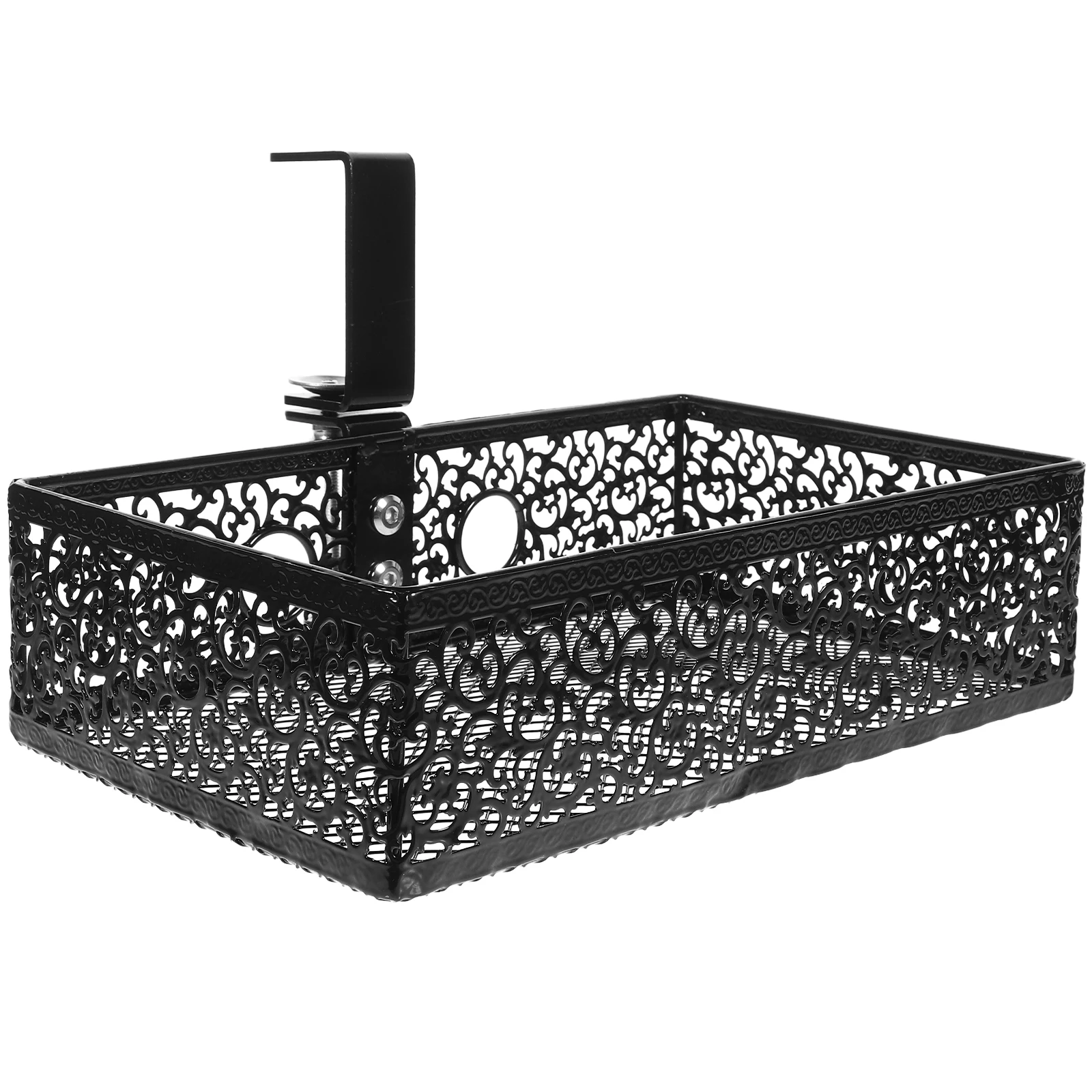 

Desk Organizer Table Storage Basket Black Iron File Folder Holder Clip-on Rack Under Desk Literature Stand Office Supplies