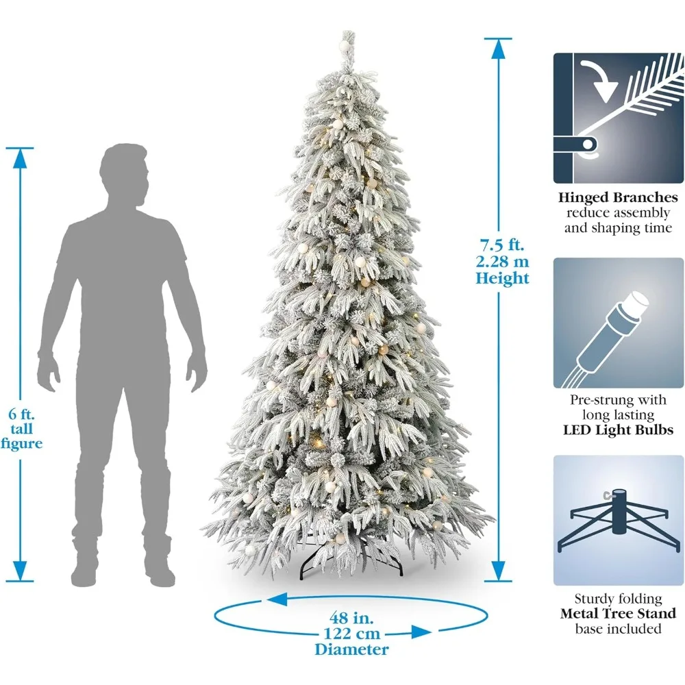 7.5 FT Christmas Tree, Warm White Multicolor LED Lights, Foot Pedal, Light Remote Control Operation, Hinged Branch, Storage Bag