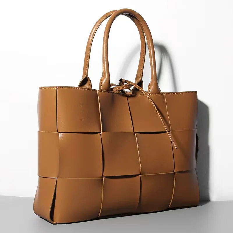 

Women's Leather Famous Luxury Brand Bucket Female Large Crossbody New Frosted Tote Handbag Woven Shoulder Portable Mother Bag