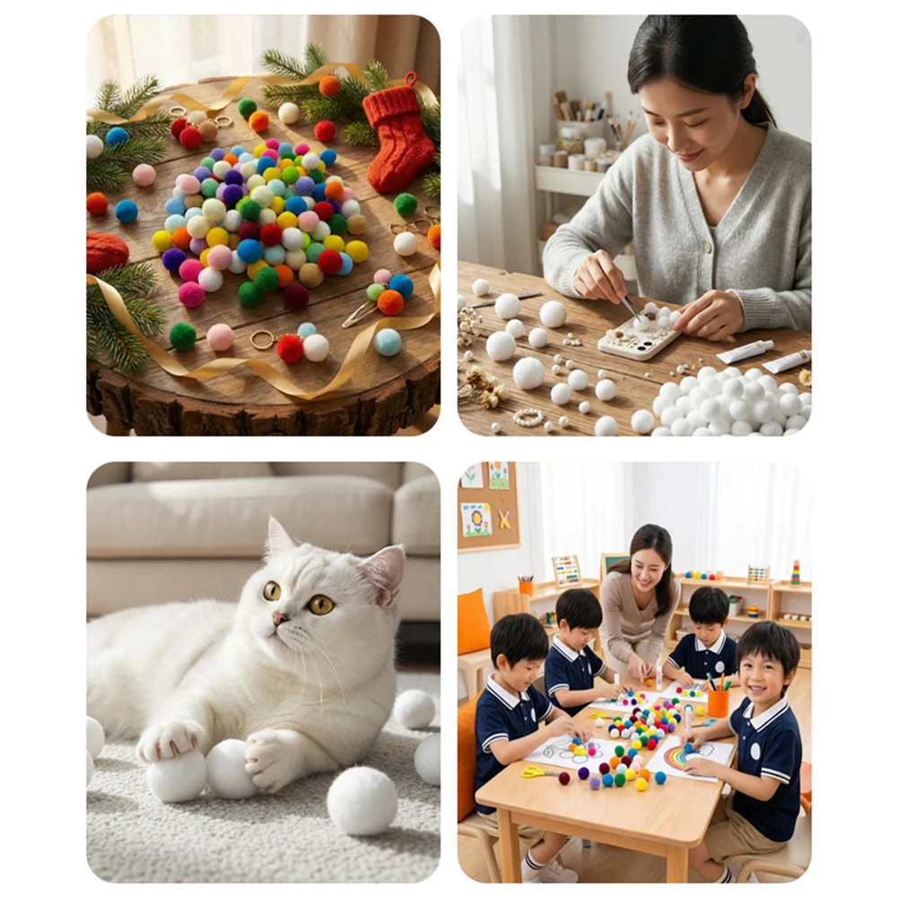 Multicolor Craft Pompom Balls 1000pcs Ultra-Soft Lightweight Teacher Classroom Art Supply Cat Toy Puff Balls For Diy Craft - view 6
