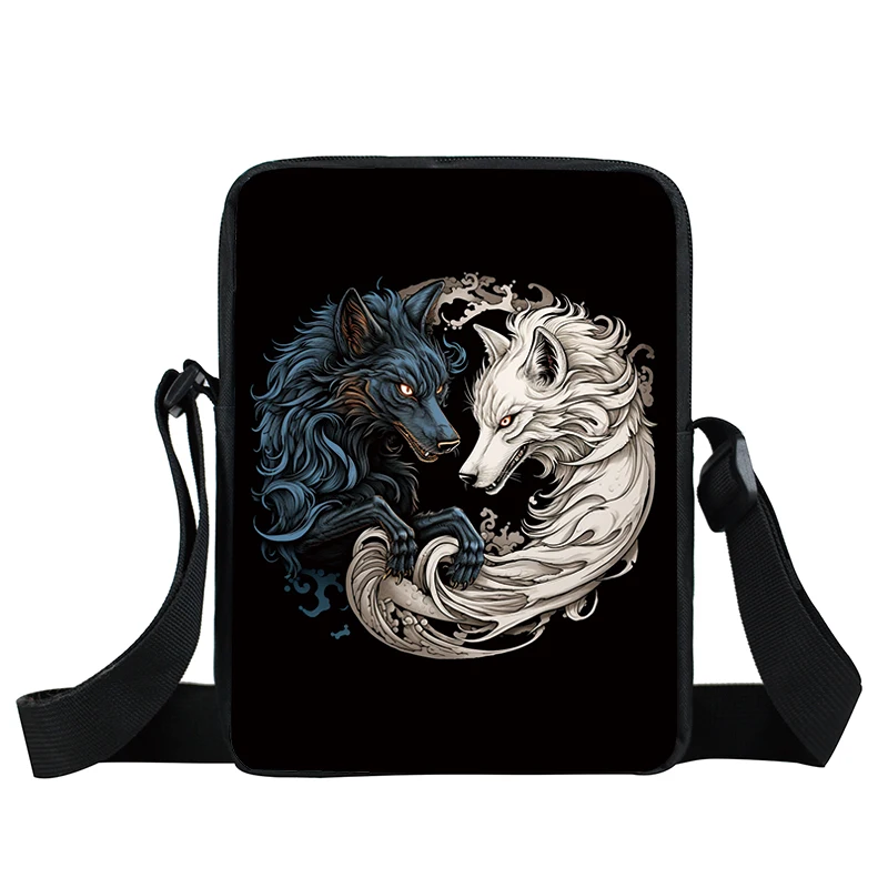 Borse a tracolla Creative Animal Wolf Magic Colorful mystery Wolf Illustration borsa a tracolla uomo donna Book Bag Messenger Bags