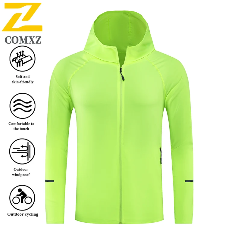 سترة بغطاء للرأس للحماية من الأشعة فوق البنفسجية للزوجين للجري UPF50 + ملابس رياضية سريعة الجفاف قابلة للتنفس مع تقنية تبريد للضوء الليلي 2025 #6