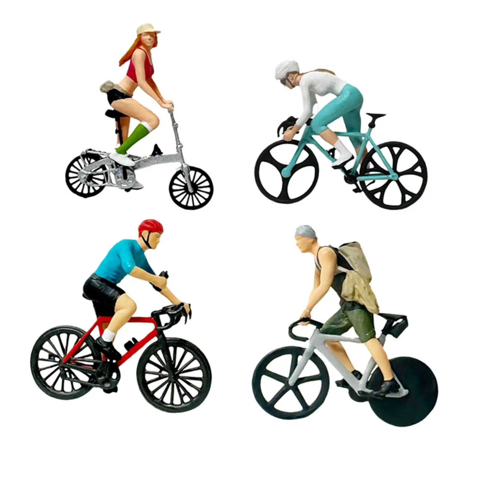 

4x 1:87 Модель-фигурка всадника из смолы, миниатюрная фигурка, модель маленьких людей для миниатюрных сцен и декора рабочего стола