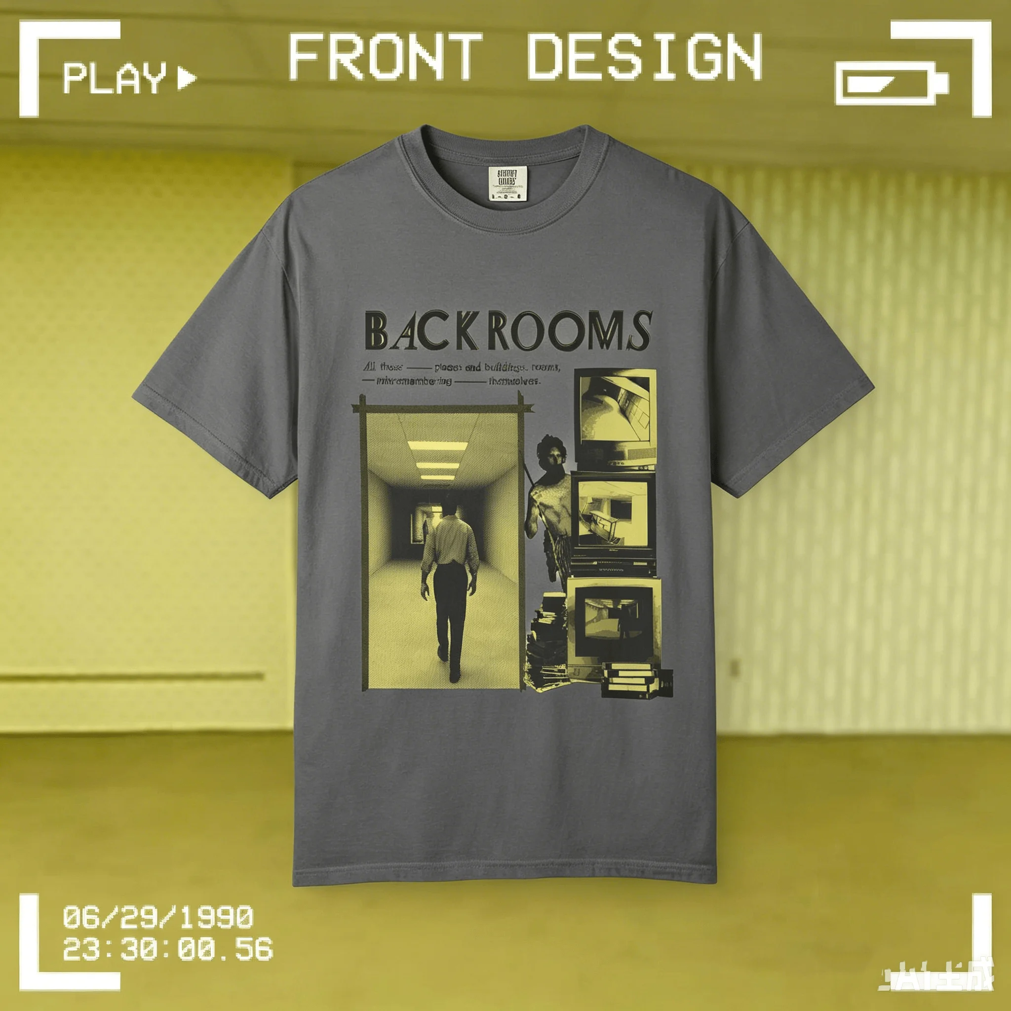Backrooms Film-Motiv T-Shirt Horror-Film Baumwoll-T-Shirt 2026 Sommer Herren Damen Streetwear Lässiger Y2k-Stil Lockeres Shirt – Detail 6