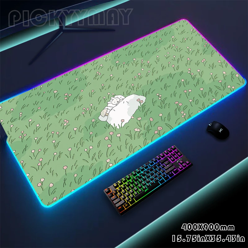 

Green Large RGB Mouse Pad Gaming Mousepad LED Mouse Mat Cute Gamer Desk Mat Desk Pads RGB Keyboard Mats XXL 40x90cm Mousepads