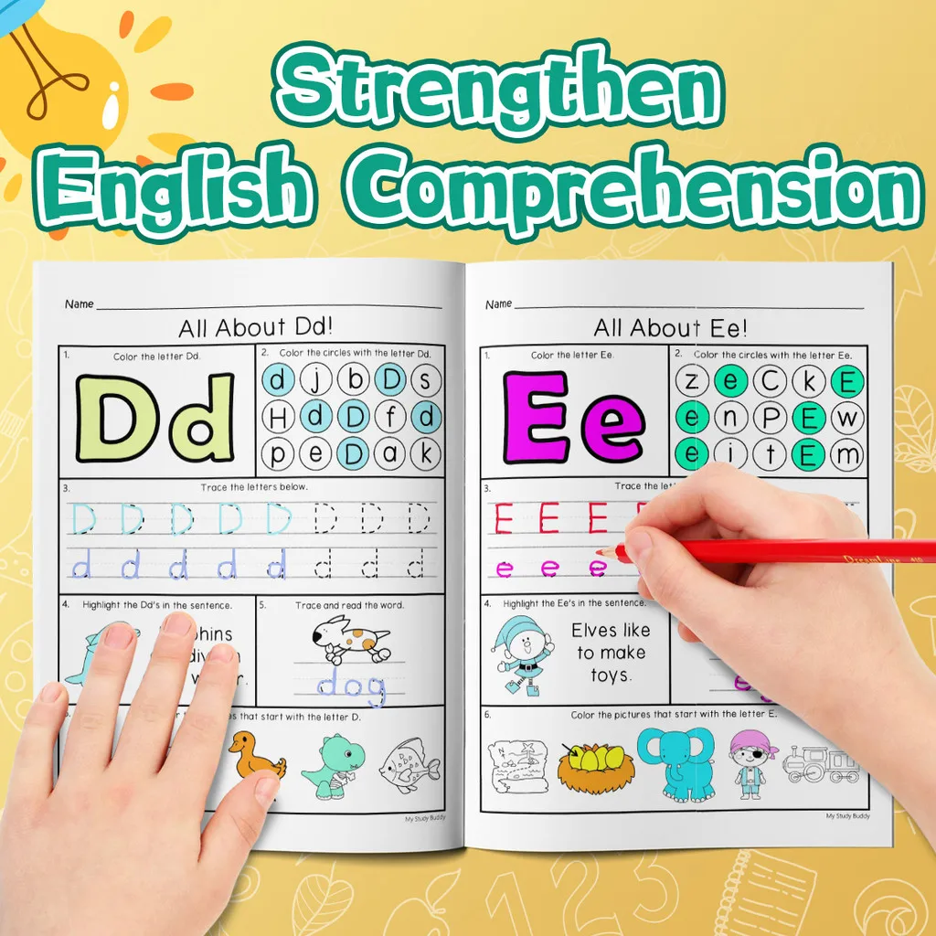 Alphabet Handwriting & Phonics Workbook: Letters A–Z Tracing, Uppercase & Lowercase, Beginning Sounds, Read–Trace–Color Pages