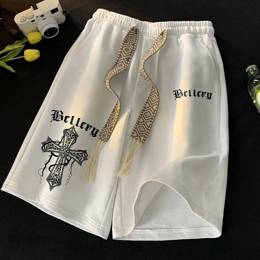 American Vintage Casual Shorts Men's Summer Thin Loose Fit Sports Basketball High Street Fashion Capris