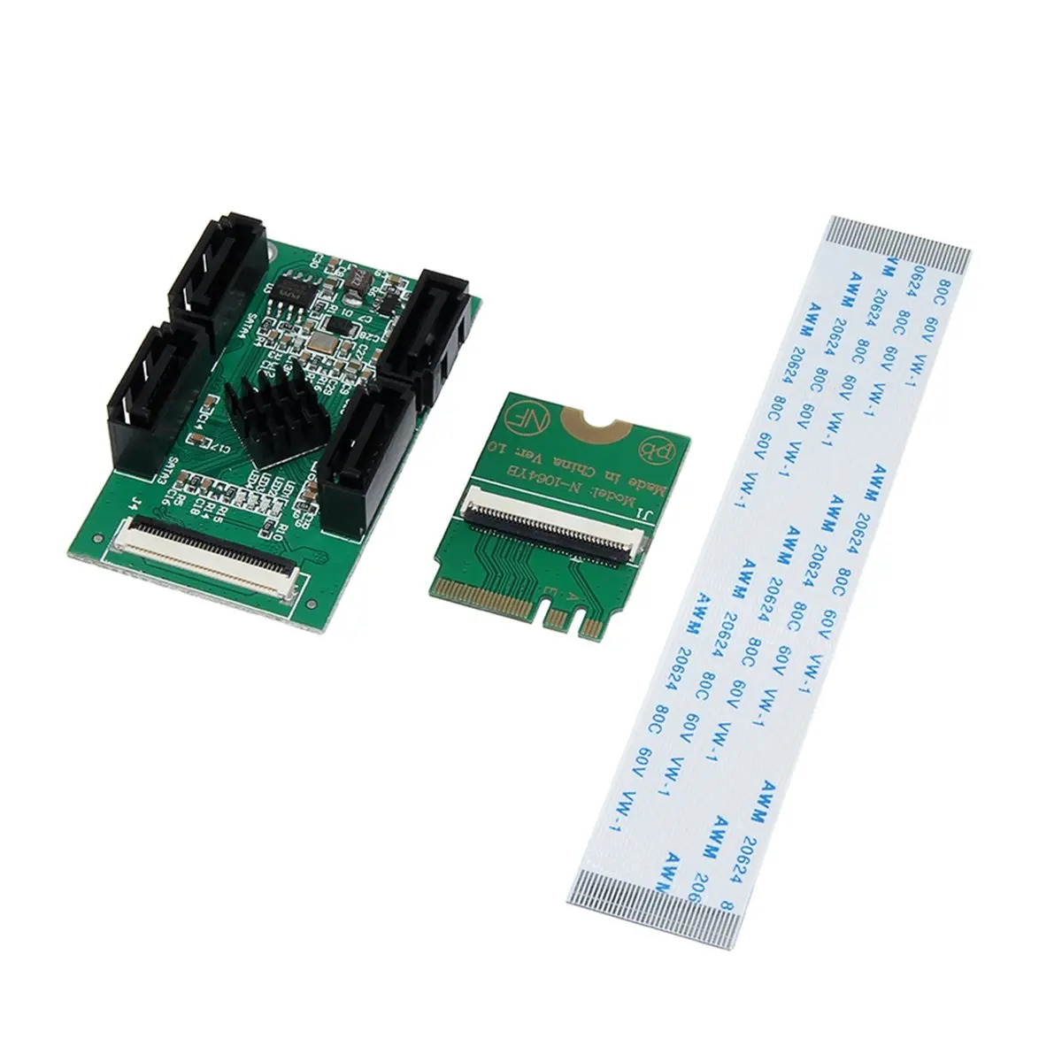 NEW FACTORY~M.2 A E Key to 4 SATA3.0 Adapter 10CM Short Cable 6Gbps Expansion for Mini PC/NAS/Industrial SATA SSD/HDD