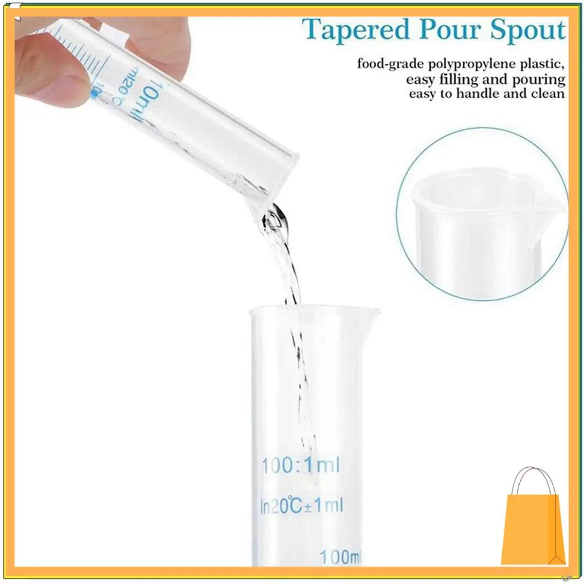 L52A-4X Measuring Cylinder Plastic Graduated Tube Tool For Lab(100Ml)