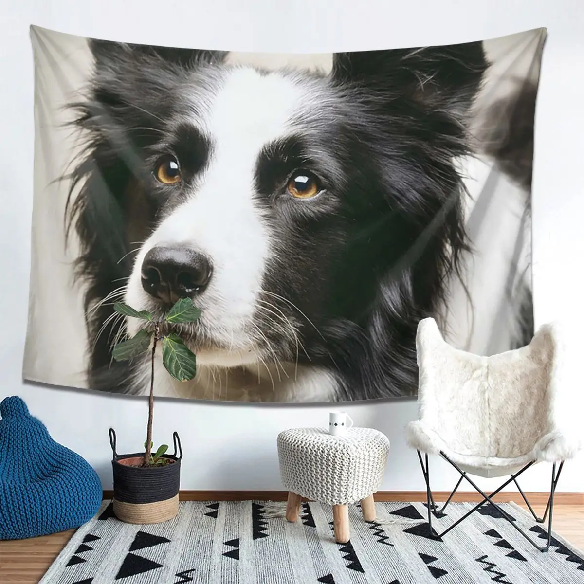 

Working Border Collie Tapestry Decor Art Aesthetic Tapestries for Living Room Bedroom Home Wall Cloth Wall Hanging