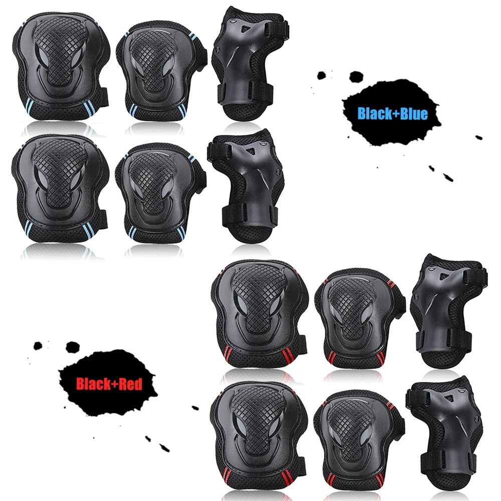 Knee Pads Set 6 Protector Kit Knee Pads Elbow Pads Wrist Guards Protective Equipment Set Safety Protection Pads for Skateboard view 5