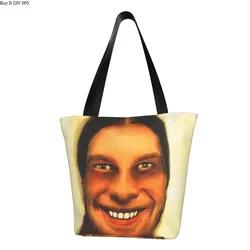 Funny Printed Aphex Twin Shopping Tote Bag Portable Canvas Shopper Shoulder Handbag